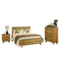 Woodstyle Solid Timber Light Brown 4 pcs Bedroom Suite in Rustic Texture